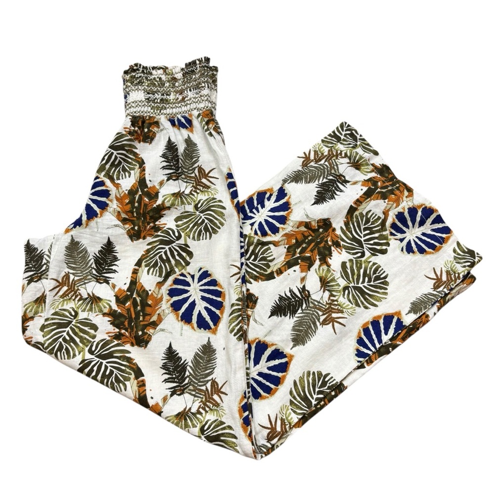 Ladies Dahui Hawaii Brand Linen Blend Tropical Print‎ Pants Size Medium
